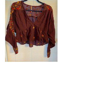 Free People Blouse, Size Small, Burgundy